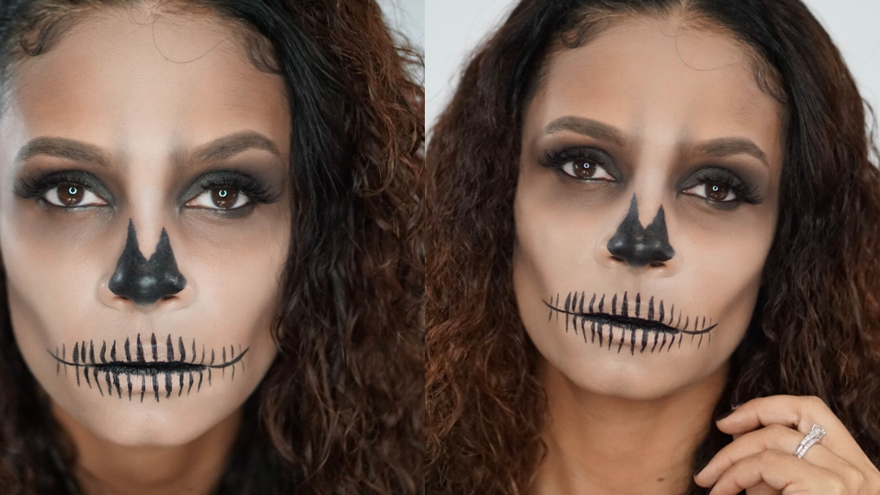 easy skeleton face paint